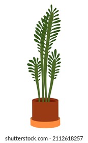Una planta decorativa vectorial y caducifolia en un estilo plano. Un elemento para el diseño de una casa, habitación u oficina. Un elemento individual sobre un fondo blanco.
