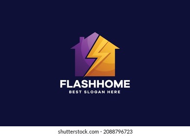 Vector Home Energy Logo With Thunder Shapes
