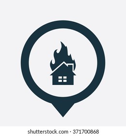 Vector home in fire Icon