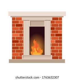Vektorkamin mit Feuer. Vintage-Design