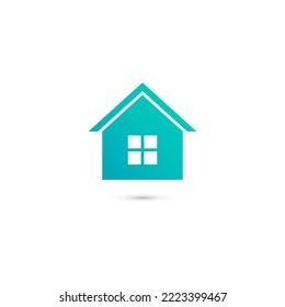 Vector home flat Icon with shadow. Isolated on white background. Vector illustration, eps 10.