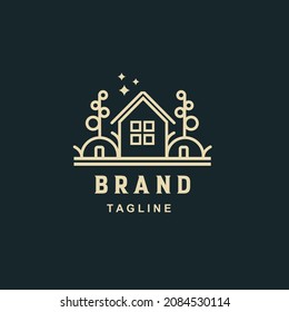 vector home in forest minimalist simple logo Perfect for any brand and company