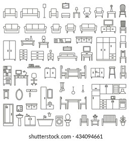 Vector Home Furniture Outline Icons Set 1
