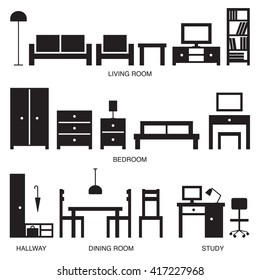 Vector home furniture silhouette icons 2