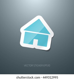 Vector home glossy paper sticker icon