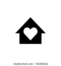 Vector Home with heart in the center. Home sweet home. Home is where the heart is.
