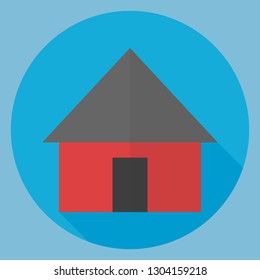 Vector home icon. House home building. Flat long shadow icon of home. Flat icon of home.
