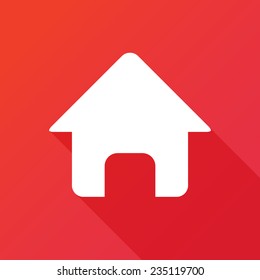 Vector Home Icon. House button isolated. Modern design flat style icon with long shadow effect