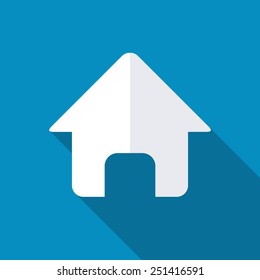 Vector Home Icon. House button isolated. Modern design flat style icon with long shadow effect