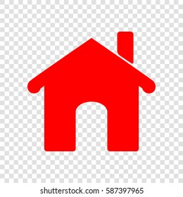 Vector home icon illustration. Vector. Red icon on transparent background.