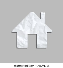Vector home icon made of creased paper