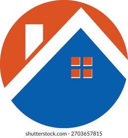 Vector Home Icon. Diseño de Logo de Realty. Techo de casa de bienes raíces. Logotipo del círculo con techo de la casa. 