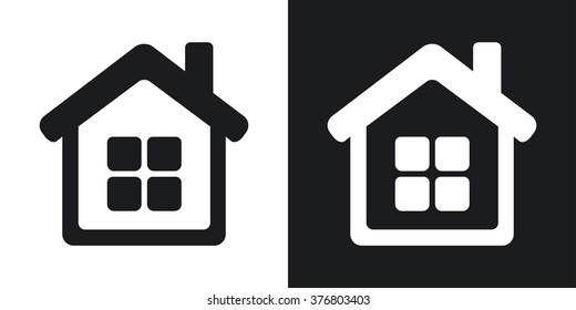 Vector home icon. Two-tone version on black and white background