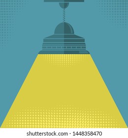 Vector Home Lamp with Yellow Light on Dotted Background.
