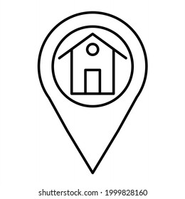 Vector Home Location Outline Icon Design
