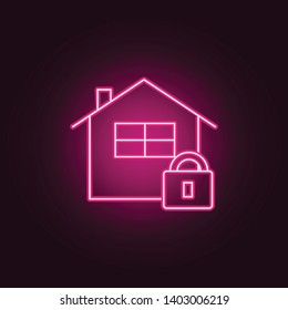 vector home lock neon icon. Elements of Real Estate set. Simple icon for websites, web design, mobile app, info graphics