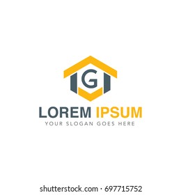 Vector Home Logo design. Real estate agent or Company logo. Initial letter G for corporate identity