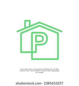 vector home logo. House Symbol with P Letter isolated on white Background