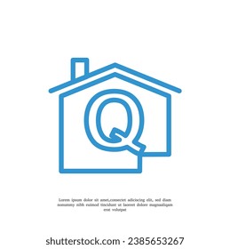 vector home logo. House Symbol with Q Letter isolated on white Background