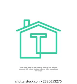 vector home logo. House Symbol with T Letter isolated on white Background