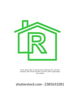 vector home logo. House Symbol with R Letter isolated on white Background