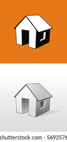 Vector home on orange and gray background