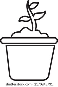 Vector Home Plants Clip art line art en fondo blanco. eps
