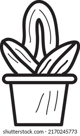 Vector Home Plants Clip art line art en fondo blanco. eps

