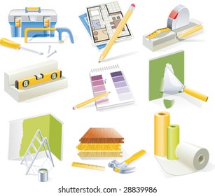 Vector home renovation and redesign icon set