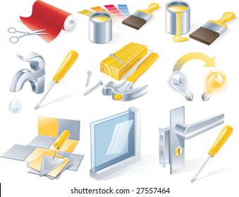 Vector home repair service icon set