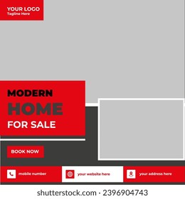 Vector home sale agency banner template for social post