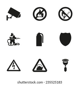 Vector home security icons set on white background