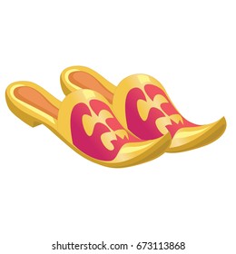 Vector home shoes with sharp noses isolated on a white background. Vector
