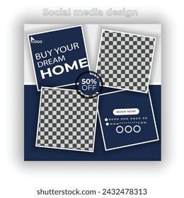 Vector home social media post design and banner template