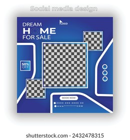 Vector home social media post design and banner template