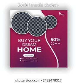 Vector home social media post design and banner template