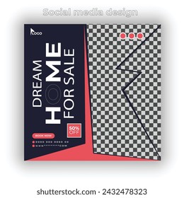 Vector home diseño de publicación de medios sociales y plantilla de banner
