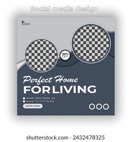 Vector home social media post design and banner template
