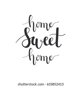 Vector home sweet calligraphy imitation. Black hand-written warm interior design