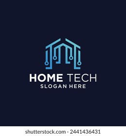 Vector home technology logo,modern home smart home logo technology house with trendy style
