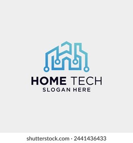 Logotipo de la tecnología del hogar del vector, casa moderna de la tecnología del logotipo del hogar elegante del hogar con el estilo de moda