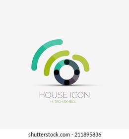Vector home wifi company logo design, business symbol concept, minimal line style