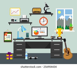 Vector home workplace illustration