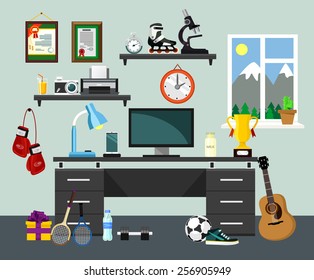 Vector home workplace illustration