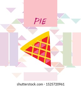 Vector homemade fruit and berry pie for christmas, thanksgiving and all kinds of holidays. Top view of baked cake
