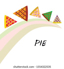 Vector homemade fruit and berry pie for christmas, thanksgiving and all kinds of holidays. Top view of baked cake.