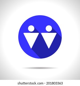 Vector homosexual couple flat blue icon. Eps10