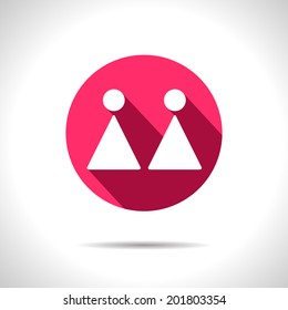 Vector homosexual couple flat pink icon. Eps10
