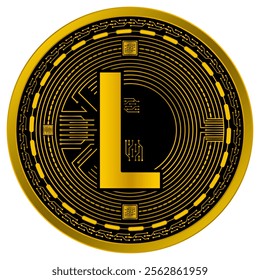 Vector of Honduran Lempiras Digital Currency in gold and black colors on a white background.