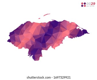 Vector de Honduras mapa mosaico de triángulo rojo polígono colorido con fondo blanco. degradado de estilo.